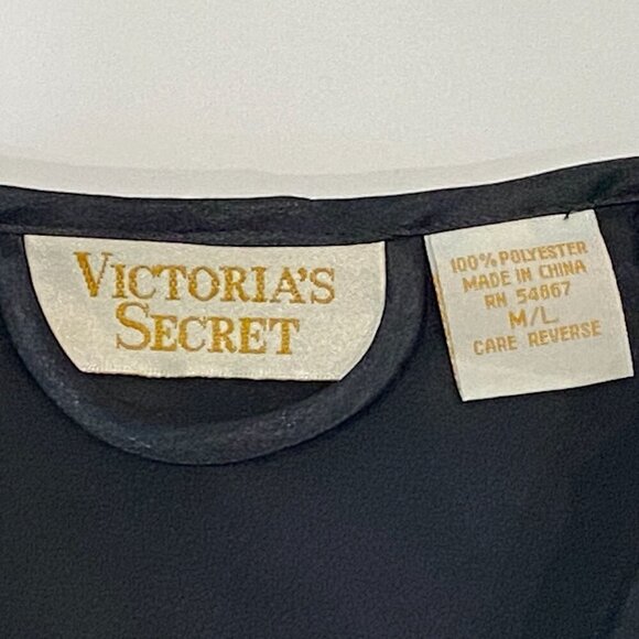 Vintage Victorias Secret Gold Label Long Robe Size M / L Black Long Sleeve - Picture 6 of 6